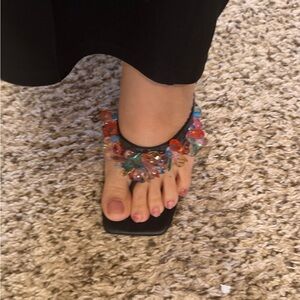Embellished Black Sandals